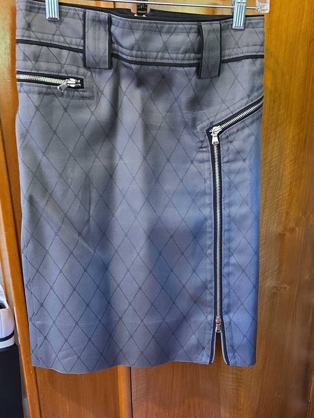 Marc By Marc Jacobs Gray Silk Pencil Skirt with Exposed Zipper Cool Details